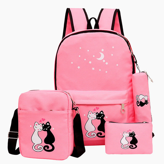 4-Piece Kids Canvas School Backpack Set for Boys & Girls – Children’s School Bags