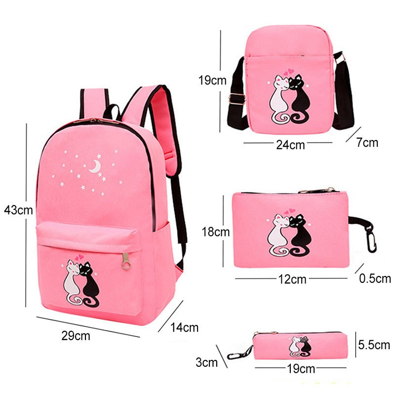 4-Piece Kids Canvas School Backpack Set for Boys & Girls – Children’s School Bags