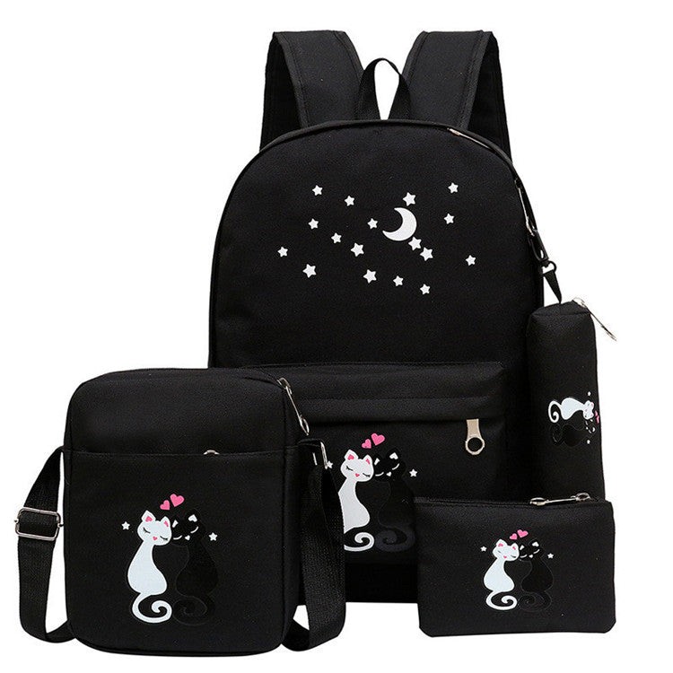 4-Piece Kids Canvas School Backpack Set for Boys & Girls – Children’s School Bags