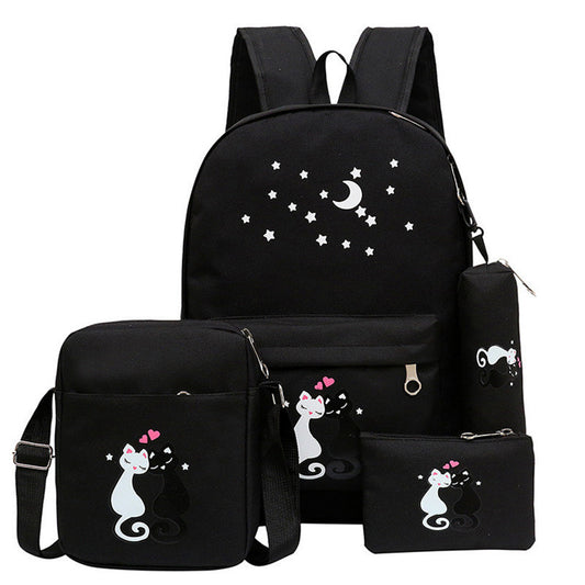 4-Piece Kids Canvas School Backpack Set for Boys & Girls – Children’s School Bags