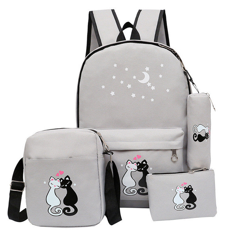 4-Piece Kids Canvas School Backpack Set for Boys & Girls – Children’s School Bags