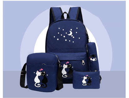 4-Piece Kids Canvas School Backpack Set for Boys & Girls – Children’s School Bags