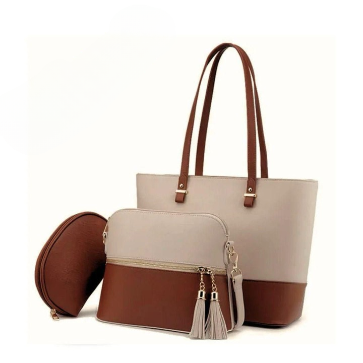 Elegant 3-Piece Tote Handbag Set | Premium Quality Smooth Finish | Easy Carry Daily Fashion Bag