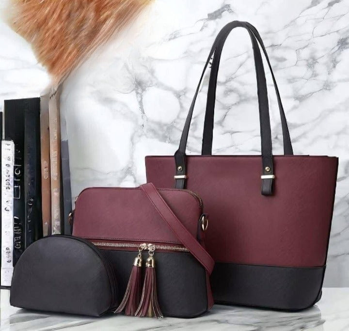 Elegant 3-Piece Tote Handbag Set | Premium Quality Smooth Finish | Easy Carry Daily Fashion Bag
