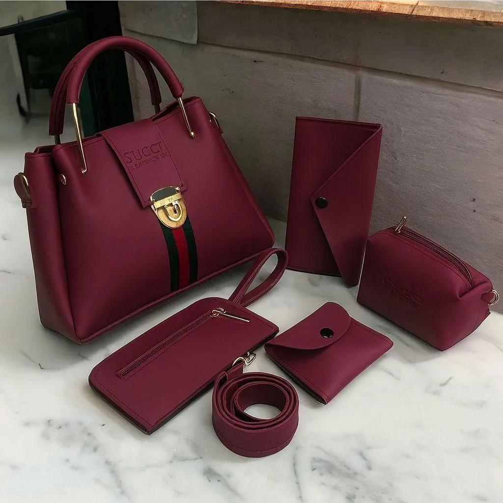 Women’s 5-Piece Handbag Set – Tote, Shoulder Bag, Crossbody, Clutch & Wallet | Stylish & Durable Purse Set