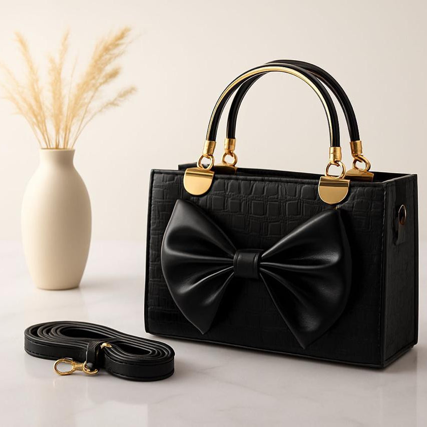 Crocodile-Embossed Bow Handbag for Women – Stylish, Durable & Elegant