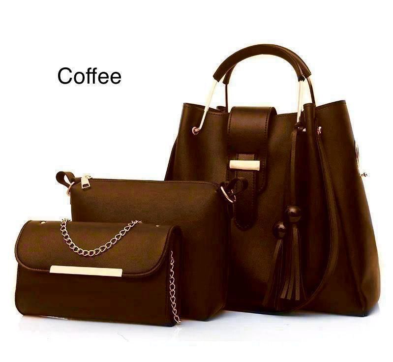 Elegant Women’s 3-Piece Handbag Set – Black Shoulder Bag, Crossbody Purse & Clutch Wallet for Everyday & Party Use