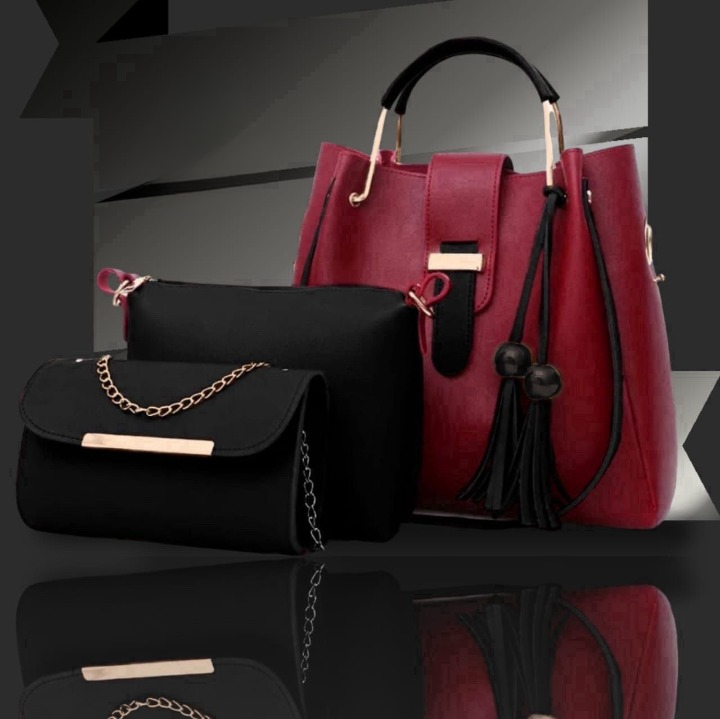 Fashion Women’s Handbag Set 3-Piece – Tote Bag, Shoulder Bag & Chain Clutch Purse