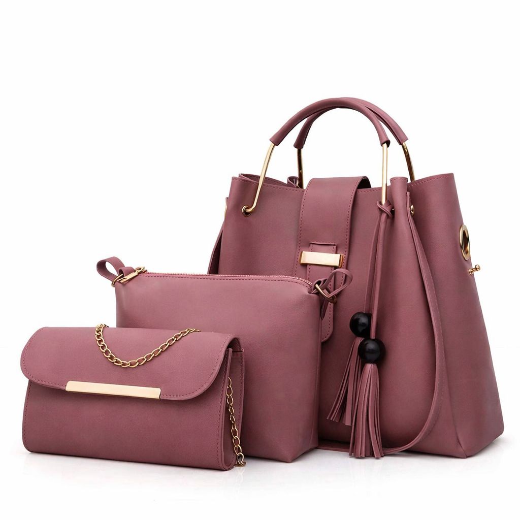 Elegant Women’s 3-Piece Handbag Set – Black Shoulder Bag, Crossbody Purse & Clutch Wallet for Everyday & Party Use