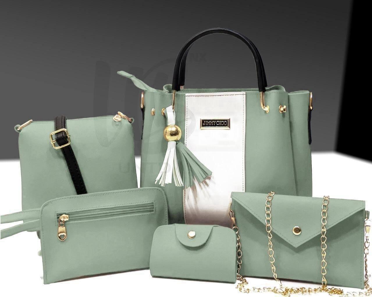 Jimmy Choo 5-Piece Bag Set for Women – Luxury Tote, Crossbody Sling, Pouch, Envelope Bag & Card Holder