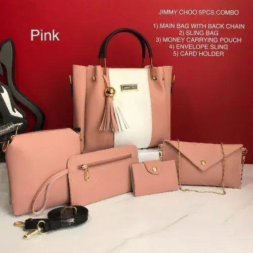 Jimmy Choo 5-Piece Bag Set for Women – Luxury Tote, Crossbody Sling, Pouch, Envelope Bag & Card Holder