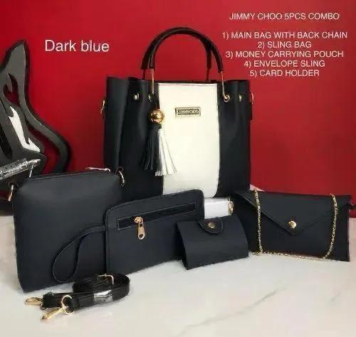Jimmy Choo 5-Piece Bag Set for Women – Luxury Tote, Crossbody Sling, Pouch, Envelope Bag & Card Holder