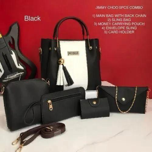 Jimmy Choo 5-Piece Bag Set for Women – Luxury Tote, Crossbody Sling, Pouch, Envelope Bag & Card Holder