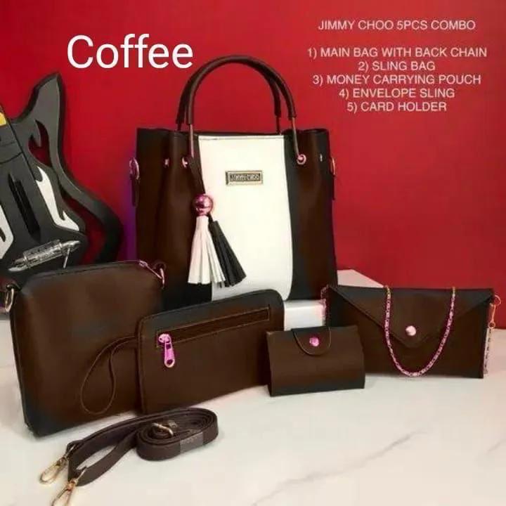 Jimmy Choo 5-Piece Bag Set for Women – Luxury Tote, Crossbody Sling, Pouch, Envelope Bag & Card Holder