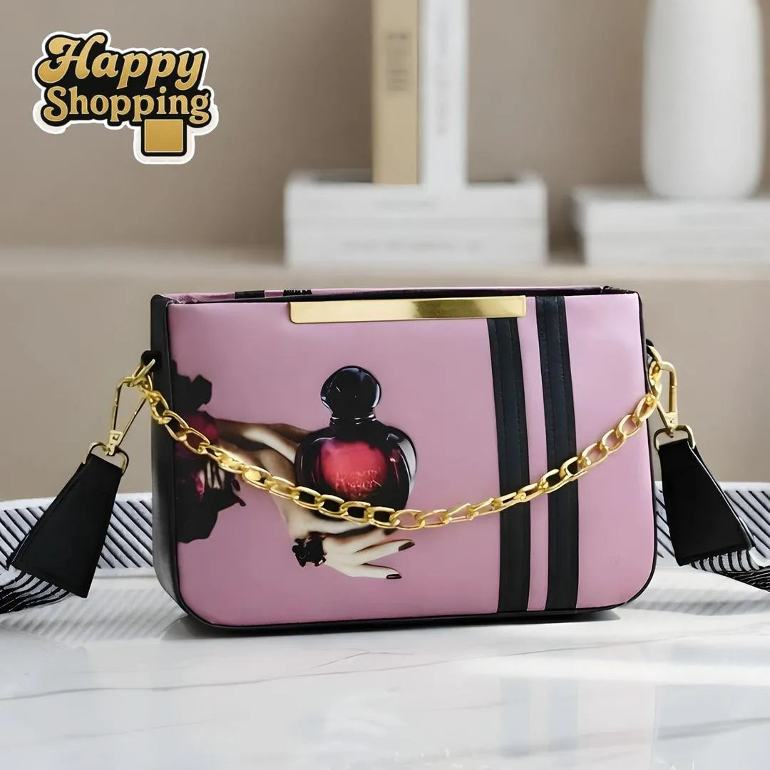 Women's Multicolor Printed Canvas Crossbody Bag – Lightweight Casual Shoulder Handbag for Daily Use