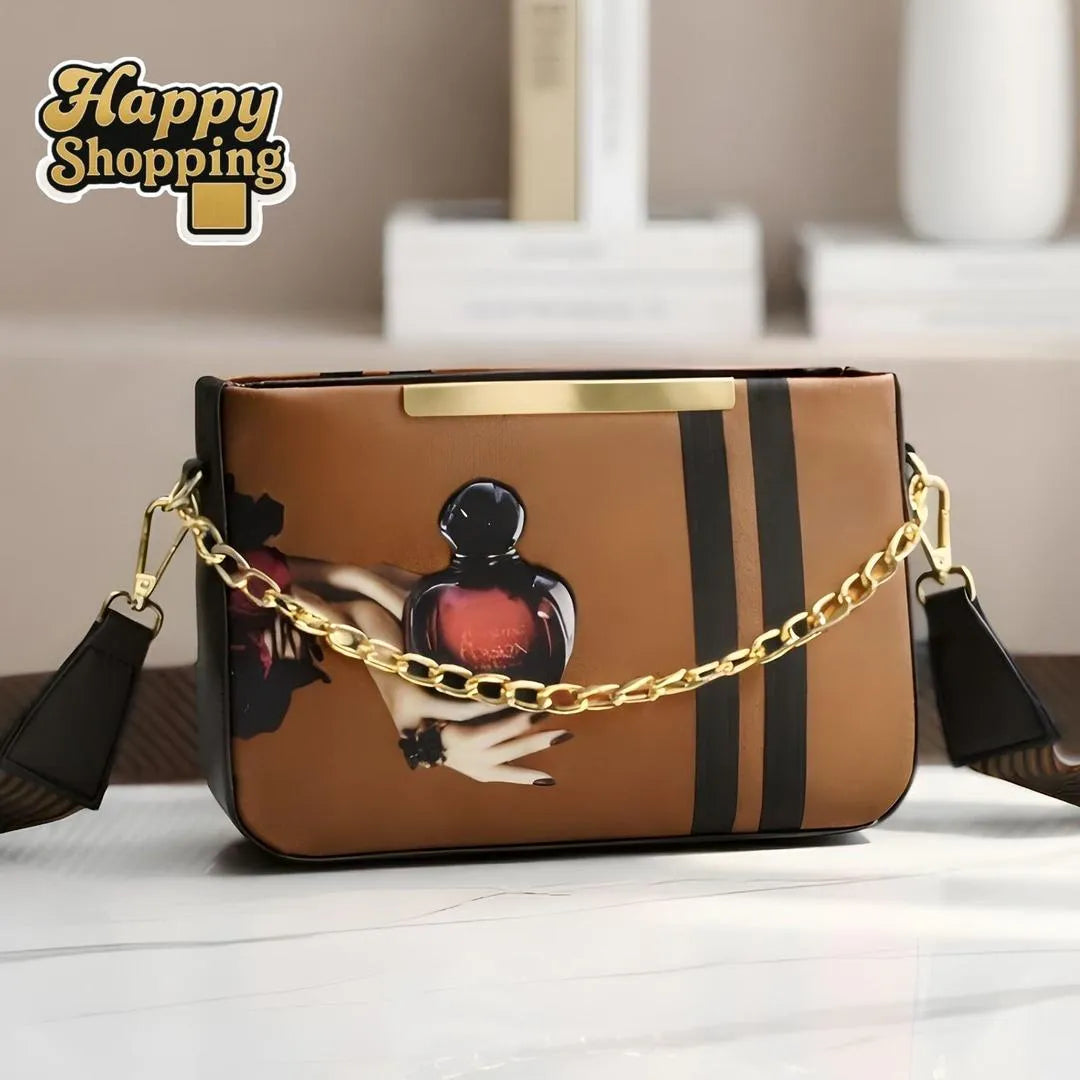 Women's Multicolor Printed Canvas Crossbody Bag – Lightweight Casual Shoulder Handbag for Daily Use
