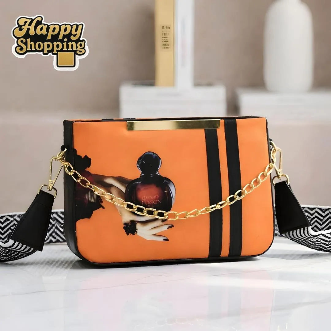 Women's Multicolor Printed Canvas Crossbody Bag – Lightweight Casual Shoulder Handbag for Daily Use