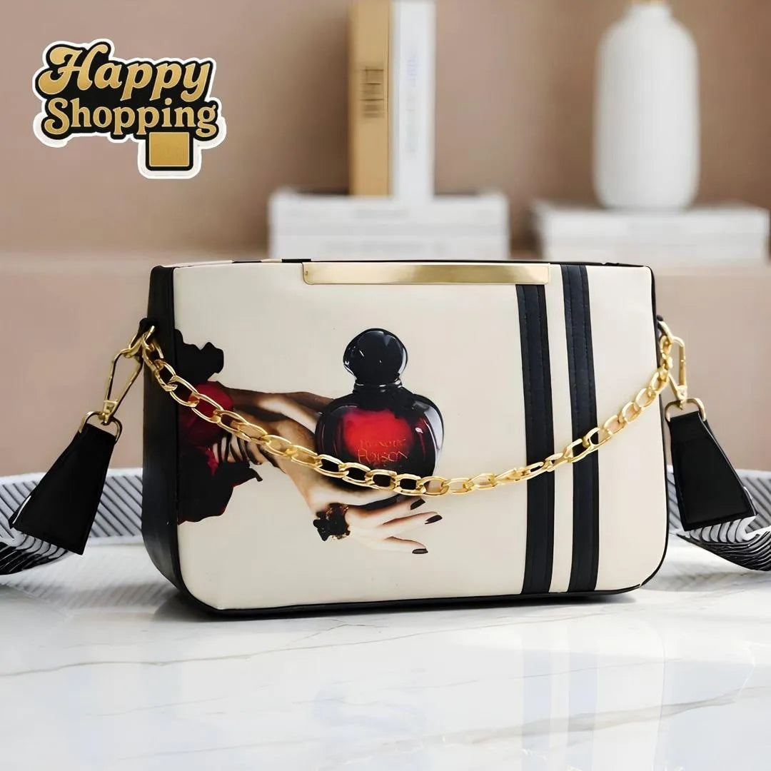 Women's Multicolor Printed Canvas Crossbody Bag – Lightweight Casual Shoulder Handbag for Daily Use
