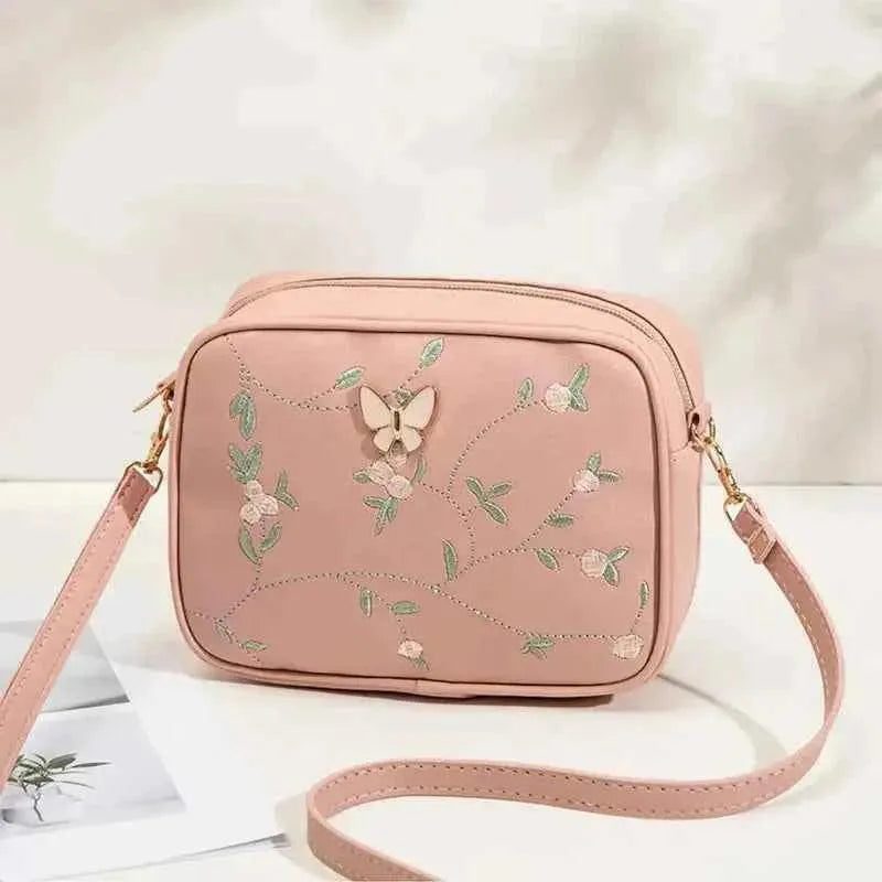 Butterfly Floral Embroidered Crossbody Bag for Women