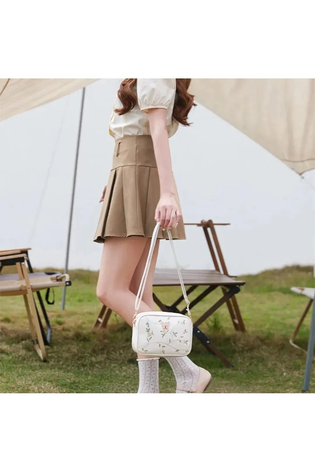 Butterfly Floral Embroidered Crossbody Bag for Women